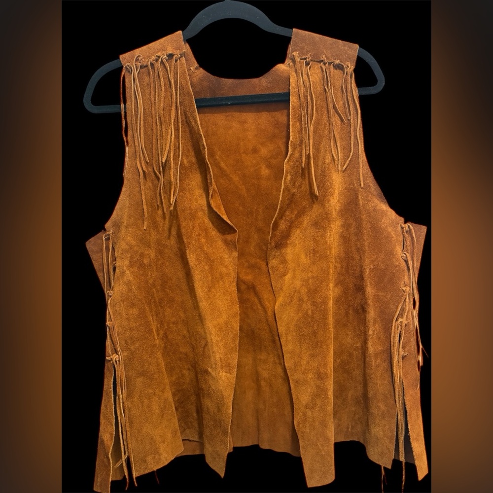 Vintage Suede Fringe Vest Leather Cowboy Western Hippy Cowboycore
